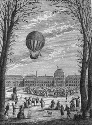 Premier voyage aérien en aérostat à gaz hydrogène par Charles et Robert, le 1er décembre