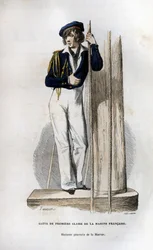 Élève de première classe de la marine française. Dans "Histoire générale de la marine" sous la direction de M. Van Tenac