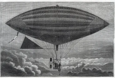 Premier aérostat électrique à hélice, expérimenté par Albert (1839-1906) et Gaston Tissandier (1843-1899) scientifiques français, éditeurs de la revue « La Nature » le lundi 8 octobre