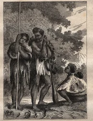 Premier voyage (1768-1771) du capitaine James Cook (1728-1779) : une famille néo-zélandaise - illustration tirée de 