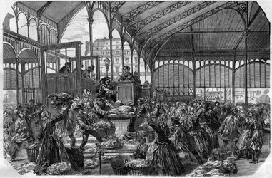 Marché aux poissons - Marché de gros de poissons à Paris en 1870