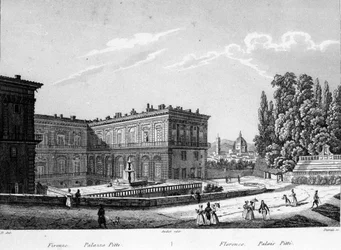 Florence : Vue du palais Pitti au début du 19e siècle.