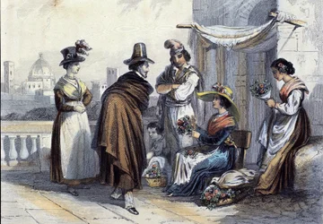Fleuriste à Florence. Lithographie vers 1820