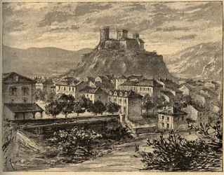 Foix - Ariège - Occitanie - gravure dans « PATRIE » - DESCRIPTION PICTURESQUE DE LA FRANCE EN 6 VOLUMES PAR LUCIEN HUARD - fin 19ème siècle