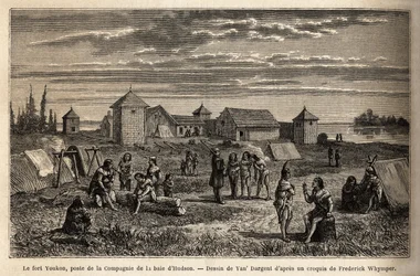 Fort Youkon, dans le golfe de Norton, Alaska, fondé en 1847, un établissement de la Compagnie de la Baie d