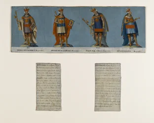 Quatre rois incas : Tupac Yupanqui, Huayna Capac, Huascar Inca, Atahuallpa, début du 19e siècle