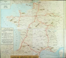Carte géographique française montrant les lignes télégraphiques aériennes