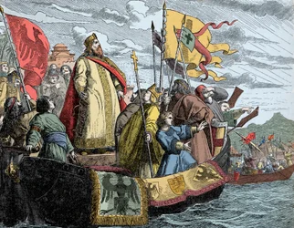 Frédéric traverse en Asie Mineure - Frédéric I dit Frédéric Barberousse (1122/25-1190) (Frédéric I de Hohenstaufen) pendant la 3e croisade (1189).
