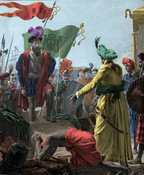 De Vasco de Gama (1469-1524, explorateur portugais) à Calicut (Kozhikode actuel) en Inde en 1498