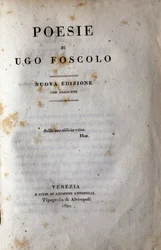 Frontispice de « Poésie » par le poète et dramaturge italien Ugo Foscolo (1778-1827) 1822