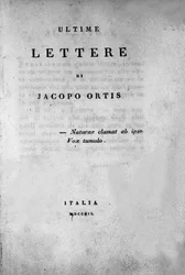 Frontispice de « Les Dernières Lettres de Jacopo Ortis » par le poète et dramaturge italien Ugo Foscolo (1778-1827) 1802