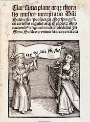 Frontispice de Clarissima plane atque choralis musice interpretati par Prasperg