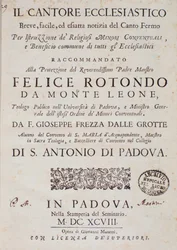 Frontispice de Il cantore ecclesiastico par Giuseppe Frezza dalle Grotte