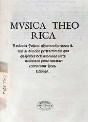 Frontispice de Musica Theorica par Ludovico Foliani (gravure)