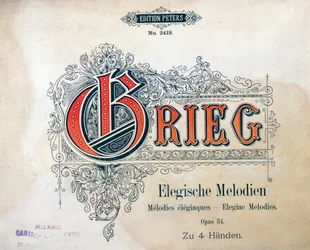 Frontispice de Deux mélodies élégiaques pour quatre mains par Edward Hagerup Grieg