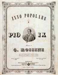 Frontispice de la partition musicale Hymne populaire pour Pie IX par Gioacchino Rossini