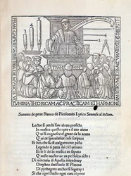 Frontispice du traité Angelicum ac divinicum opus musicae par Franchino Gaffurio