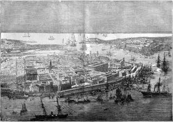Vue générale de La Havane en 1862 - appareil de la division française commandée par le contre-amiral Jurien de la Gravière