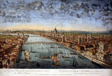 Vue générale de la ville de Londres incluant la partie la plus proche de la Tamise. 1800.