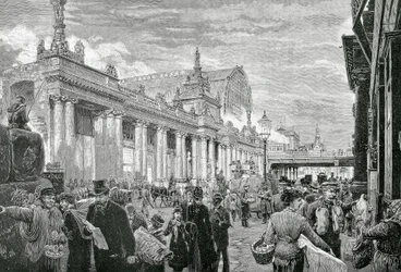 Empire allemand ou Second Reich (1871-1918) : Manifestation socialiste sur la place du marché de Berlin, 25 février