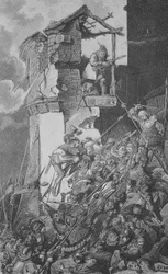 Guerre des paysans allemands (1524-1526) : Dévastation de Murrhardt, une petite ville dans le Rems-Murr-Kreis, à environ 40 km au nord-est de Stuttgart au cœur de la Forêt Souabe