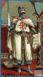 Godefroy de Bouillon (1061-1100), duc de Basse-Lotharingie et premier souverain chrétien de Jérusalem après la Première croisade (1096-1099).