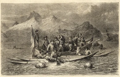 Chasse au phoque au Groenland - Gravure de "L