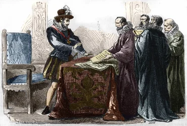 Henri IV (1553 - 1610) signant l