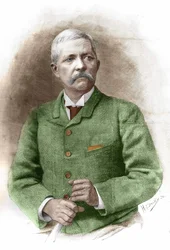 Henry Morton Stanley (1841 - 1904) au Caire le 17/01/1890. Journaliste et explorateur britannique. Gravure du 19ème siècle