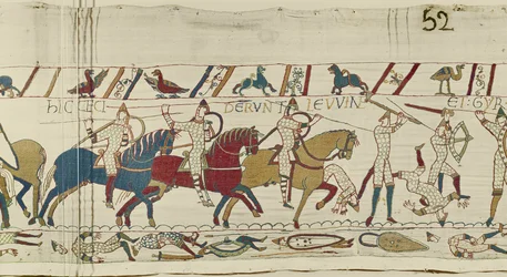 Ici sont tombés les frères de Harold : Gyrth et Leofwine, Tapisserie de Bayeux