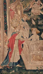 Histoire de Saint Piat et Saint Éleuthère, Scène 12 : La résurrection de la fille du tribun (détail)