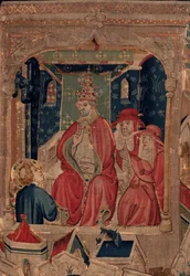 Histoire de Saint Piat et Saint Éleuthère, Scène 9 : Saint Éleuthère est confirmé comme évêque de Tournai (détail)