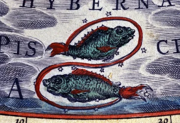 Horoscope : signe du zodiaque, Poissons. Gravure du 16ème siècle