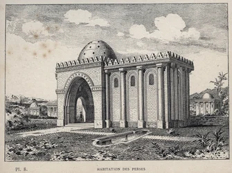 Logement des Perses - gravure de 1889 dans 