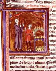 Comment conserver les poires Miniature du manuscrit Speculum historiale (Le Miroir historial) par Vincent de Beauvais (1184/94-1264) 13e siècle Laon, bibliothèque municipale