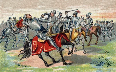 Guerre de Cent Ans : Jean Talbot (1390-1453) 1er comte de Shrewsbury, 7e baron Talbot chevalier de la Jarretière en 1424 tué à la bataille de Castillon en 1453. Chromolithographie