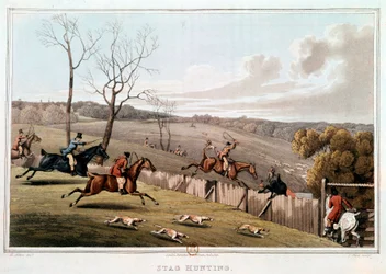 Chasse en Angleterre. Lithographie du 19ème siècle. Paris, B.N.
