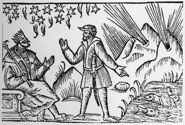 Ichtyomancie : divination par le mouvement des poissons - dans « Historia de Gentibus Septentrionalibus » (Histoire des peuples du Nord) d