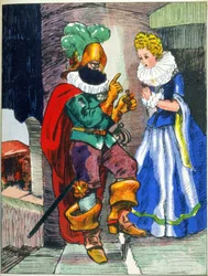 Illustration pour les Contes de Barbe Bleue de Perrault, début du 20e siècle (estampe)