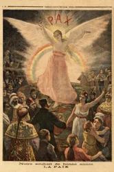 Illustration pour les vœux du Nouvel An 1894, paix pour toutes les nations. Gravure dans «Le Petit Journal», 1/01/1894. Collection Selva.