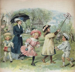 Illustration dans "La journée de Ginette et Raymond", début du 20e siècle.