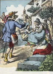 Illustration du conte « Bonne Maman Mouton ». Dans « Contes de la maison pour les petits ». Gravure anonyme du XIXe siècle