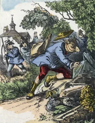 Illustration du conte "Bonne Maman Mouton". Dans "Contes de la maison pour les petits". Gravure anonyme du 19ème siècle