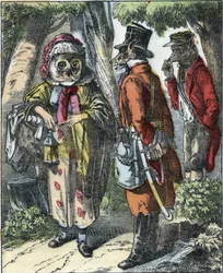 Illustration du conte "Bonne Maman Mouton". Dans "Contes de la maison pour les petits". Gravure anonyme du 19ème siècle