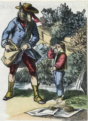 Illustration du conte "Bonne Maman Mouton". Dans "Contes de la maison pour les petits". Gravure anonyme du XIXe siècle.
