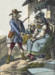 Illustration du conte « Bonne Maman Mouton ». Dans « Contes de la maison pour les petits ». Gravure anonyme du XIXe siècle