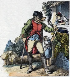 Illustration du conte « Bonne Maman Mouton ». Dans « Contes de la maison pour les petits ». Gravure anonyme du XIXe siècle
