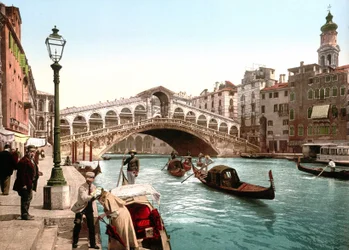 Illustration représentant le Grand Canal à Venise. Photochrome de la fin du 19ème siècle