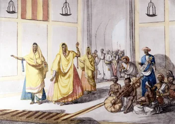 Culture et civilisation indiennes : danseuse et musique traditionnelle, Inde.