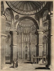 Intérieur de la Mosquée Bleue, Istanbul, Turquie - 1838 - gravure
